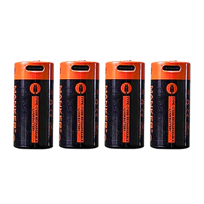 MankerLight 18350 Battery with USB-C port 1100mAh (4-Pack)